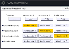 Bild av användarpanelens skärm