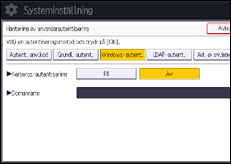 Bild av användarpanelens skärm
