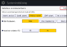 Bild av användarpanelens skärm