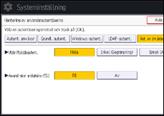 Bild av användarpanelens skärm
