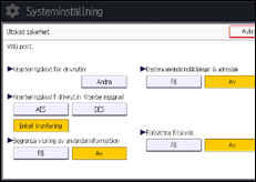 Bild av användarpanelens skärm
