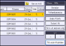 Bild av användarpanelens skärm