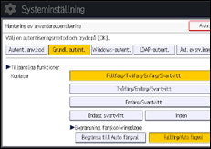 Bild av användarpanelens skärm