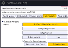 Bild av användarpanelens skärm