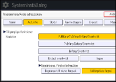 Bild av användarpanelens skärm