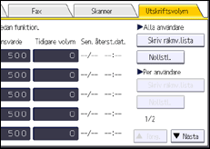 Bild av användarpanelens skärm