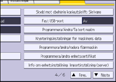 Bild av användarpanelens skärm