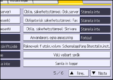 Bild av användarpanelens skärm