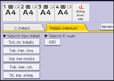 Il·lustració de pantalla del panell d'operacions
