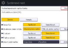 Ilustrace displeje ovládacího panelu
