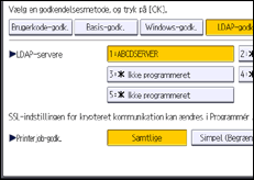 Illustration af skærmbilledet på betjeningspanelet
