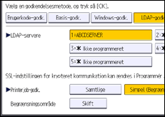 Illustration af skærmbilledet på betjeningspanelet