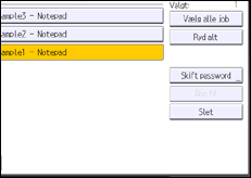 Illustration af skærmbilledet på betjeningspanelet