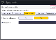 Illustration af skærmbilledet på betjeningspanelet
