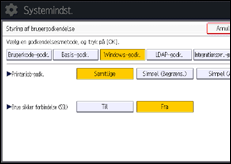 Illustration af skærmbilledet på betjeningspanelet