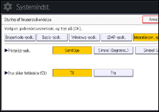 Illustration af skærmbilledet på betjeningspanelet