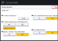 Illustration af skærmbilledet på betjeningspanelet