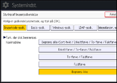 Illustration af skærmbilledet på betjeningspanelet