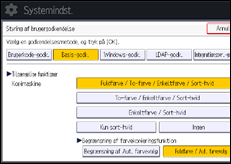 Illustration af skærmbilledet på betjeningspanelet