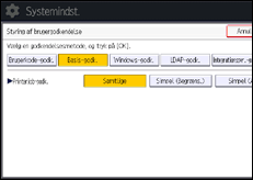 Illustration af skærmbilledet på betjeningspanelet