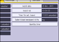 Illustration af skærmbilledet på betjeningspanelet