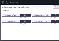 Illustration af skærmbilledet på betjeningspanelet