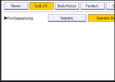 Illustration af skærmbilledet på betjeningspanelet