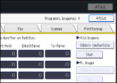 Illustration af skærmbilledet på betjeningspanelet