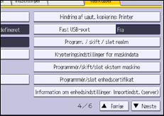 Illustration af skærmbilledet på betjeningspanelet