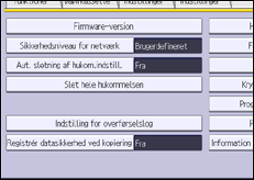 Illustration af skærmbilledet på betjeningspanelet