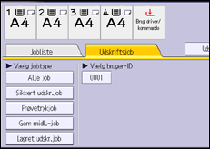 Illustration af skærmbilledet på betjeningspanelet