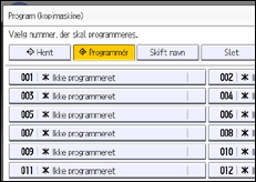Illustration af skærmbilledet på betjeningspanelet