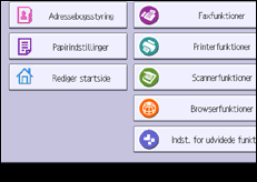 Illustration af skærmbilledet på betjeningspanelet