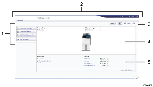 Nummereret illustration af webbrowser-skærm