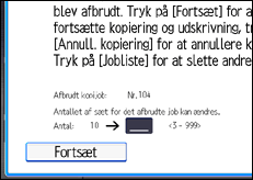 Illustration af skærmbilledet på betjeningspanelet