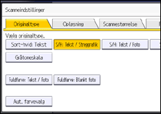 Illustration af skærmbilledet på betjeningspanelet