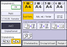 Illustration af skærmbilledet på betjeningspanelet