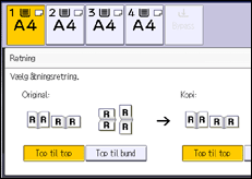 Illustration af skærmbilledet på betjeningspanelet