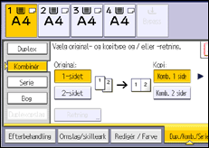 Illustration af skærmbilledet på betjeningspanelet