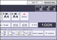 Illustration af skærmbilledet på betjeningspanelet