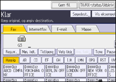 Illustration af skærmbilledet på betjeningspanelet