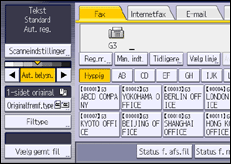 Illustration af skærmbilledet på betjeningspanelet