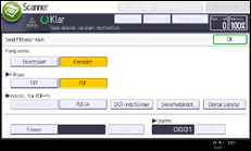 Illustration af skærmbilledet på betjeningspanelet