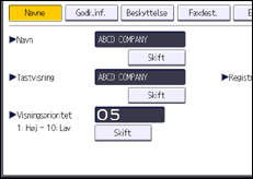 Illustration af skærmbilledet på betjeningspanelet