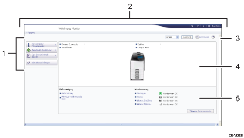 Απεικόνιση οθόνης προγράμματος περιήγησης με αριθμημένες επεξηγήσεις