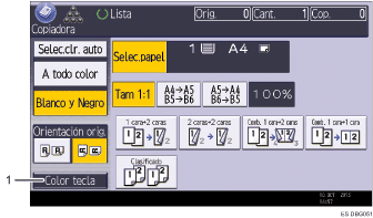 Ilustración con llamadas numeradas de la pantalla del panel de operaciones