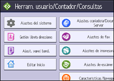 Ilustración de la pantalla panel de mandos