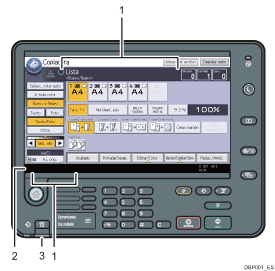 Ilustración del panel de mandos, ilustración con llamadas numeradas