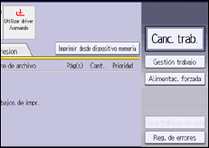 Ilustración de la pantalla panel de mandos