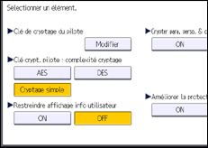 Illustration de l'écran du panneau de commande